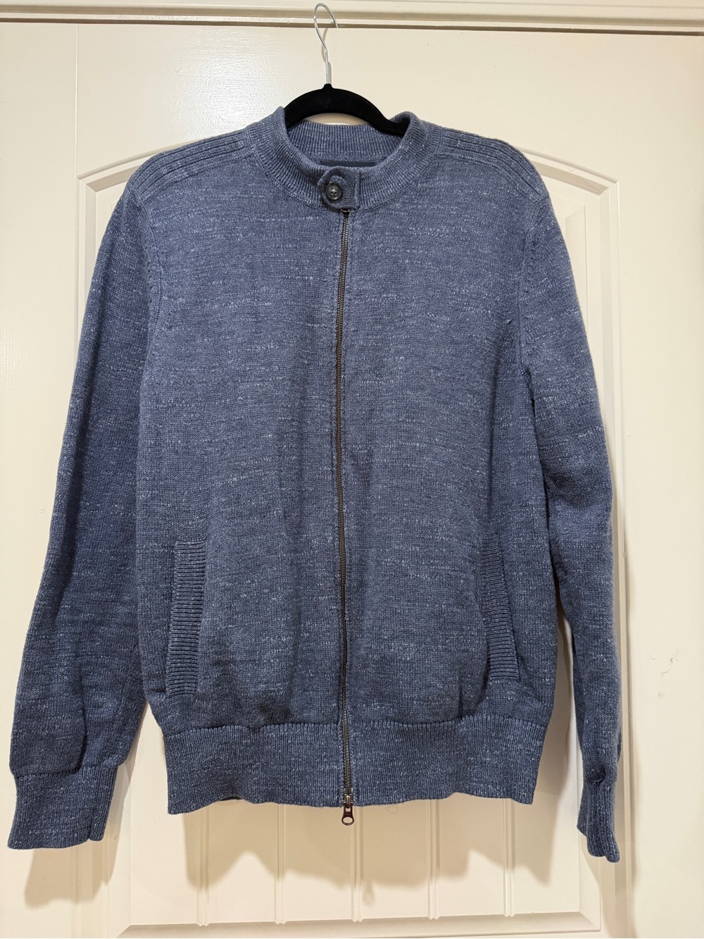 Banana Republic Men’s Heathered Blue Full-Zip Sweater Jacket